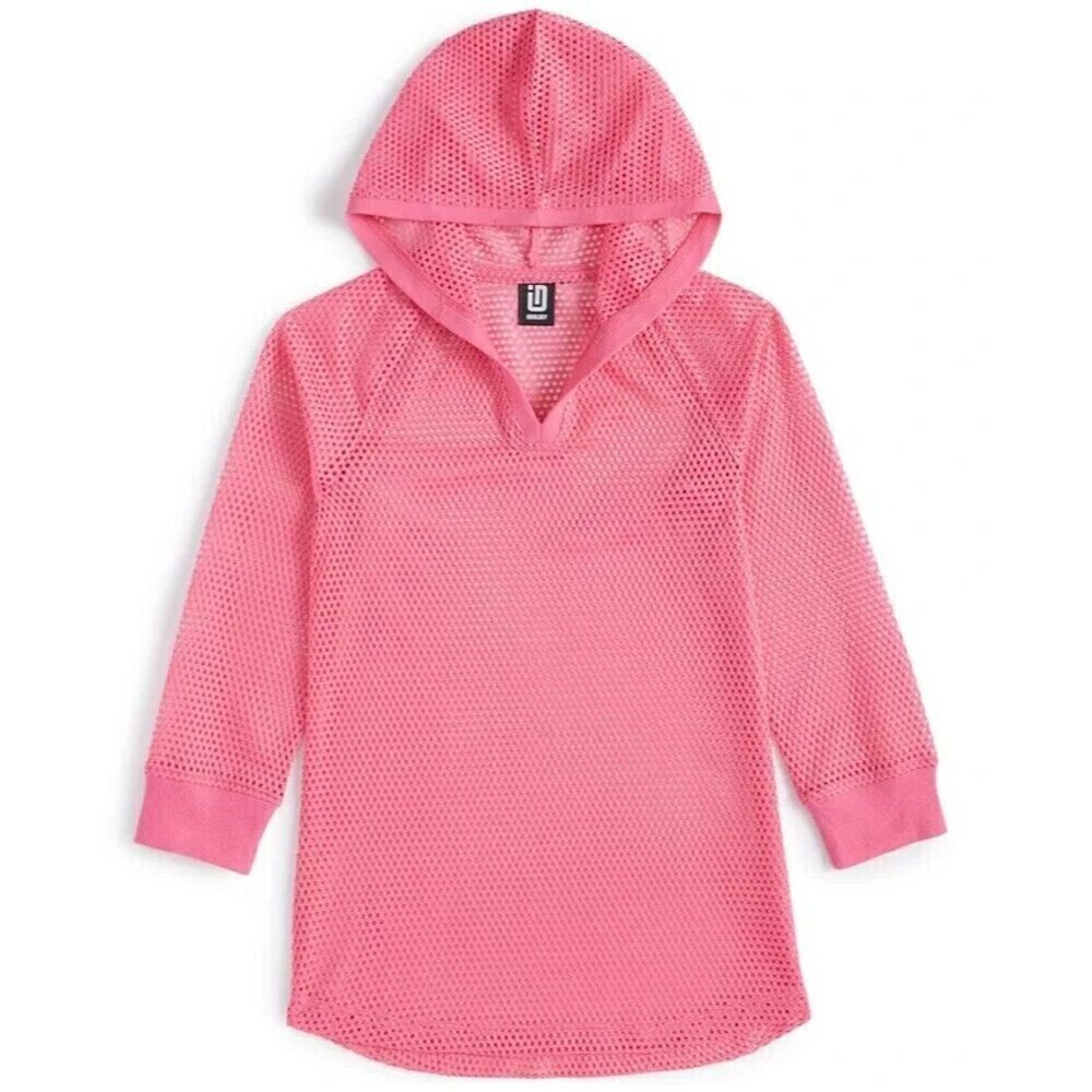 ID Ideology Toddler Little Girl Hooded Mesh Cover-up Long Sleeve In Wild Rose 6X